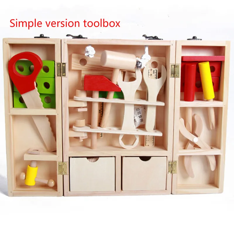 Reparação do Bebê Caixa de Ferramentas para Crianças Kit de Ferramentas de Madeira Conjunto Brinquedo Simulação Dobrável Portátil Fingir Jogar Phoohi 6 Kit de ferramentas de madeira conjunto brinquedo
