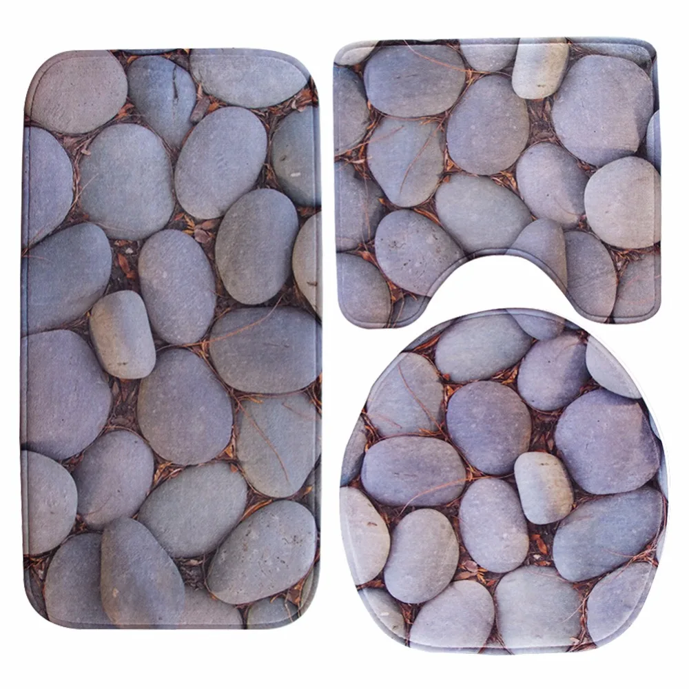 

2017 New 3PCS 3D Cobblestone Dolphin Lid Toilet Seat Cover wc Pedestal Rug Bathroom Mat Carpet for Household Car Seat restroom