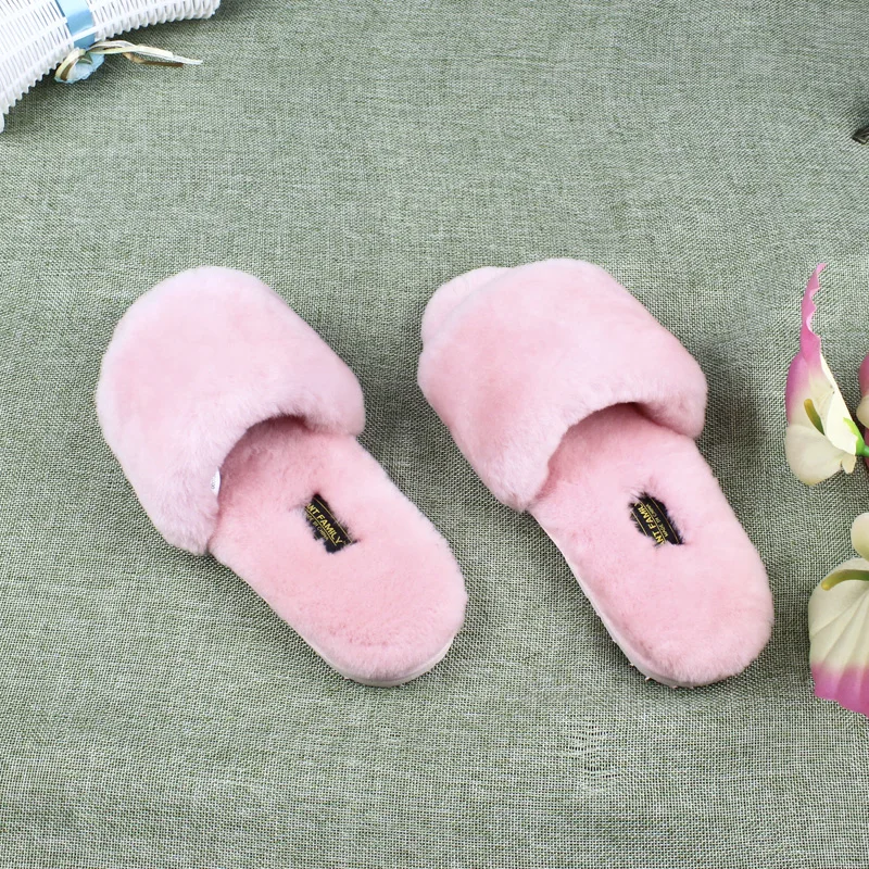 Spring Fashion Women Home Fur Slippers Men Indoor Slipper Furry Lovers House Slippers Natural Sheepskin Fur