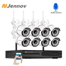Jennov 8CH HDD Беспроводная CCTV камера комплект 1080P IP66 wifi NVR комплект наружная внутренняя безопасность видео Всепогодная система наблюдения