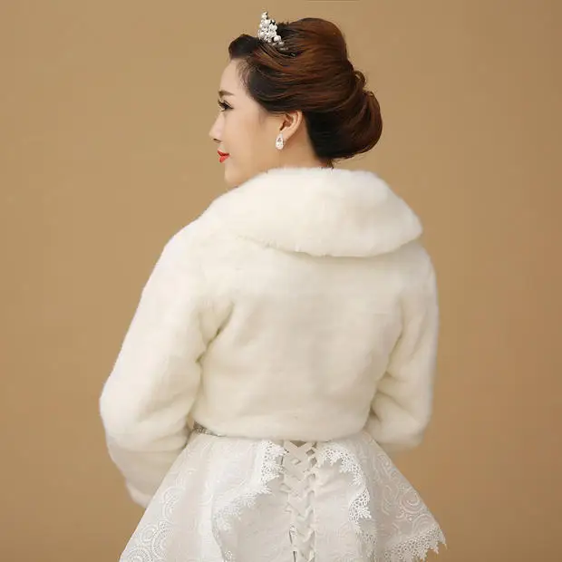 Faux Fur Bridal Bolero with Long Sleeves #2