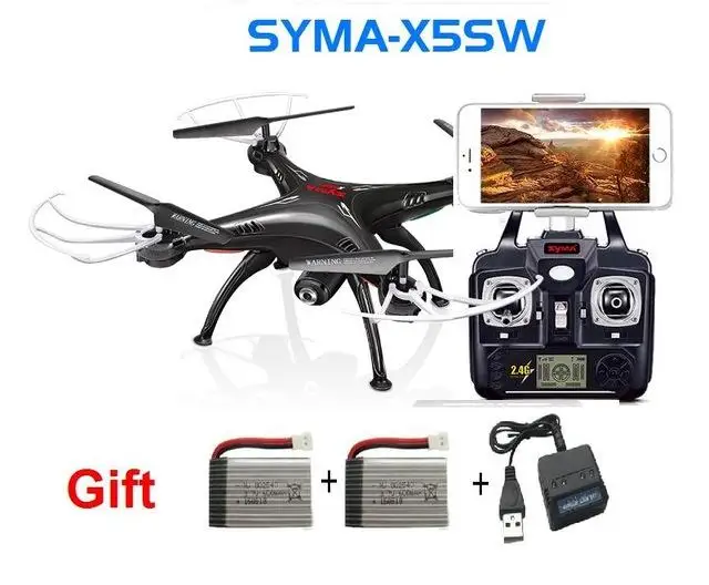 Buy Cheap newest RC Drone SYMA X5SW 4CH 2.4G FPV with 2.0MP HD camera WiFi RC Quadcopter 6-Axis syma x5c upgraded version gift 2 battery
