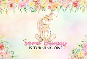 

Spring Easter Backgrounds Some Bunny is Turning One Photography Backdrop Floral Rabbit Decoration Birthday Party Banner