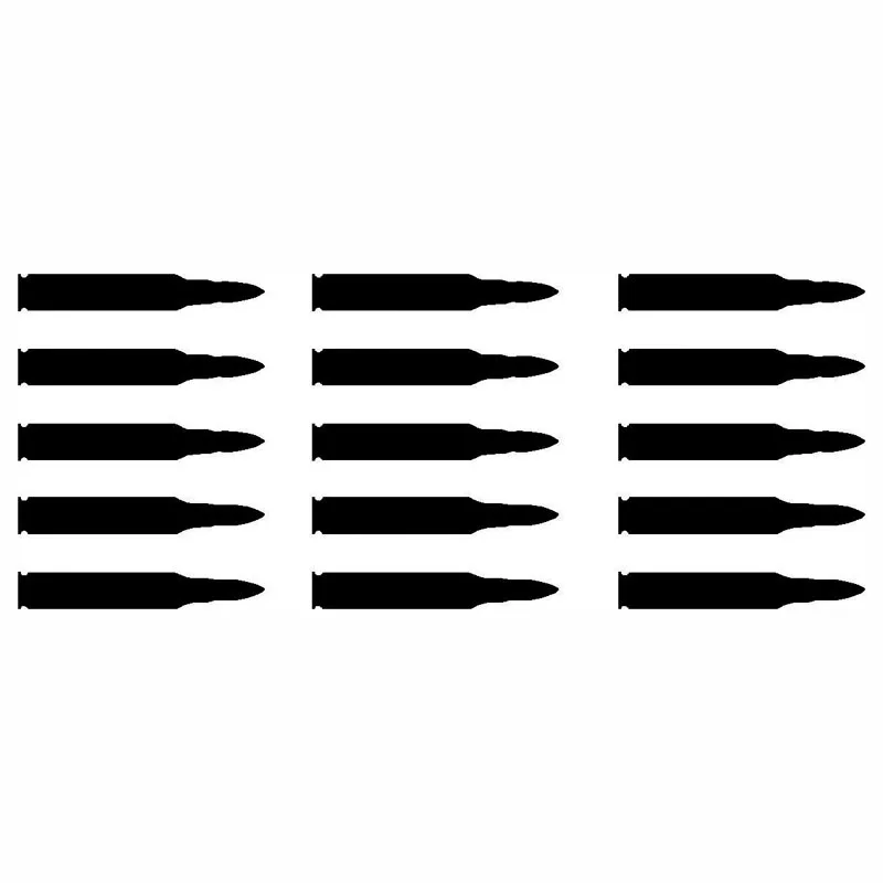 

Each Long 5.7CM AR-15 M16 5.56 Bullet Set of 15 Car Sticker Decal Black Silver C2-0479