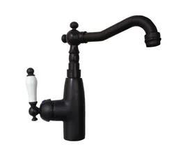 Kitchen Wet Bar Bathroom Vessel Sink Faucet Black Oil Rubbed Bronze One Handle Swivel Spout Mixer Tap Single Hole msf105