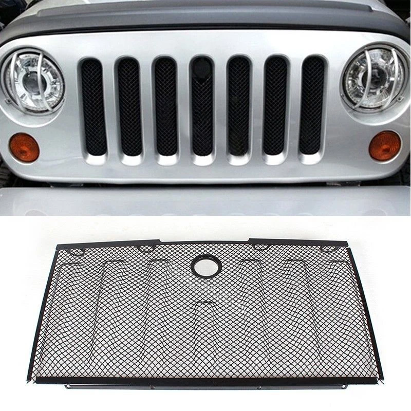 Black Front Hood Grille Bug Screen Mesh Grill Fits for Jeep JK Wrangler