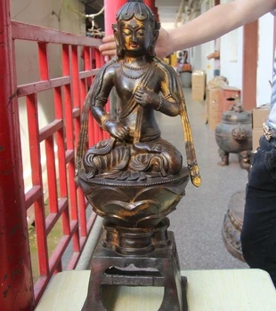 

30 Tibet Buddhism Bronze Copper Temple Lotus Guanyin Kwan-yin Bodhisattva Statue