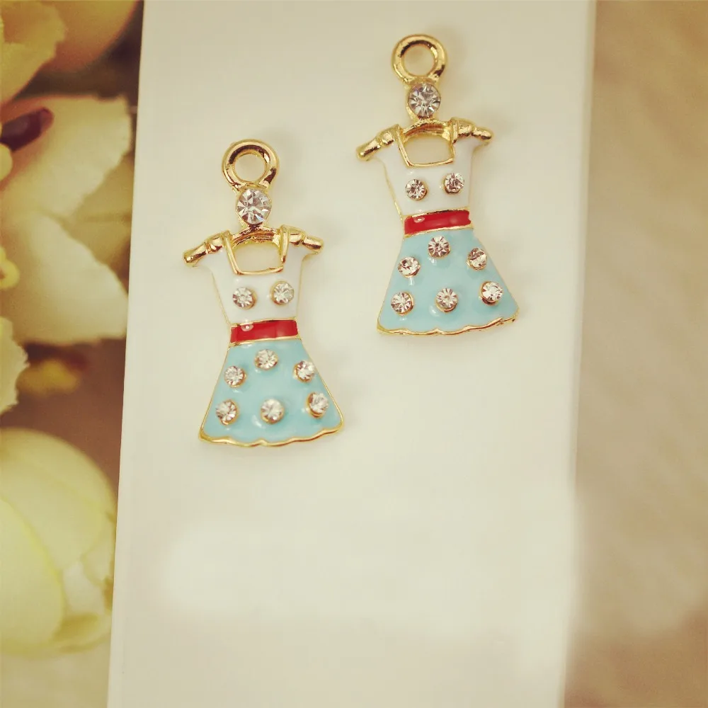 10pcs Fashion Jewelry Metal charms Dresses clothes pendant Zircon