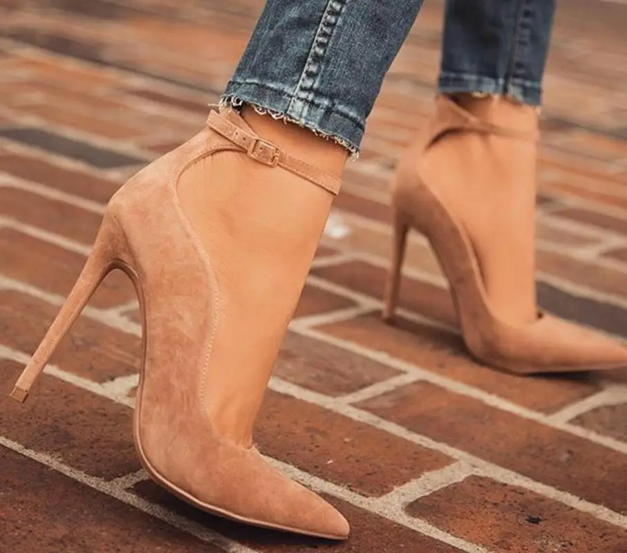 

ladies thin high heels girls elegant pumps women pointed toe gladiator faux suede shoes woman sexy zapatos mujer sapato F180540
