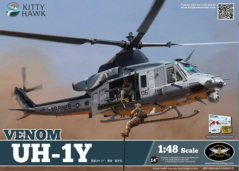 KITTY HAWK 1/48 UH 1Y Venom USMC Helicopter KH80124in Model Building