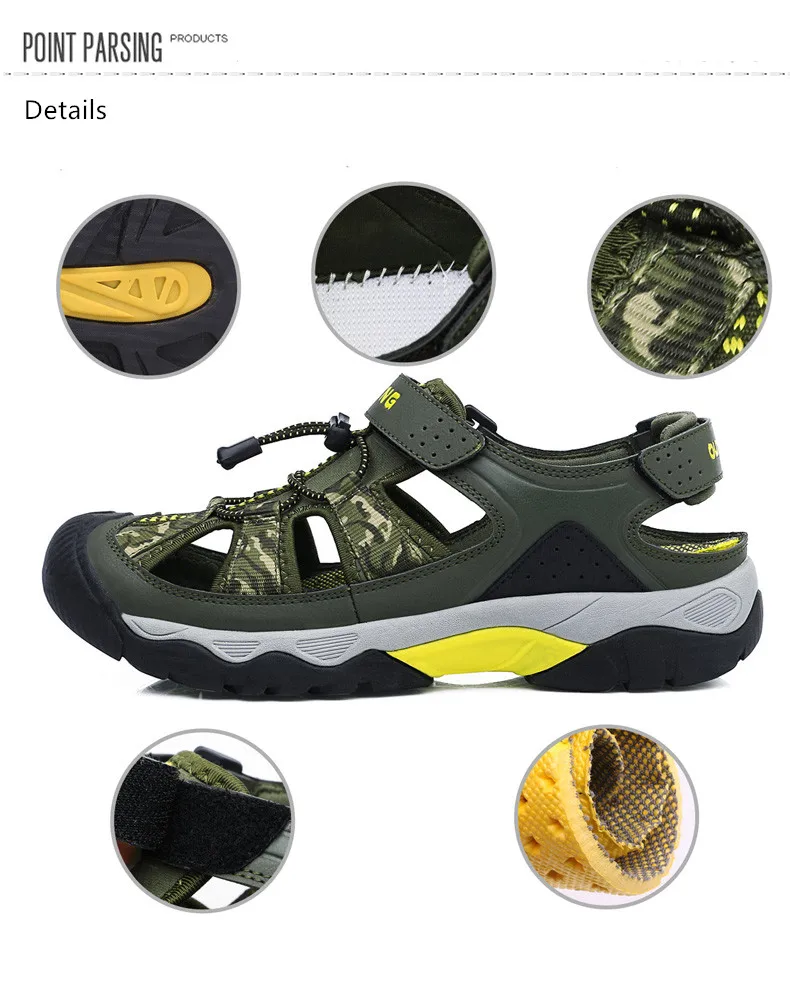 KJEDGB летние сандалии для мужчин из искусственной кожи уличная Нескользящая мужская пляжная обувь туристические сандалии светильник толстая подошва походная обувь для мужчин