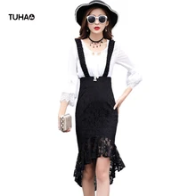 TUHAO/кружевные юбки с подтяжками, женская летняя юбка в Корейском стиле с оборками, юбка-комбинезон для женщин OL TSK737
