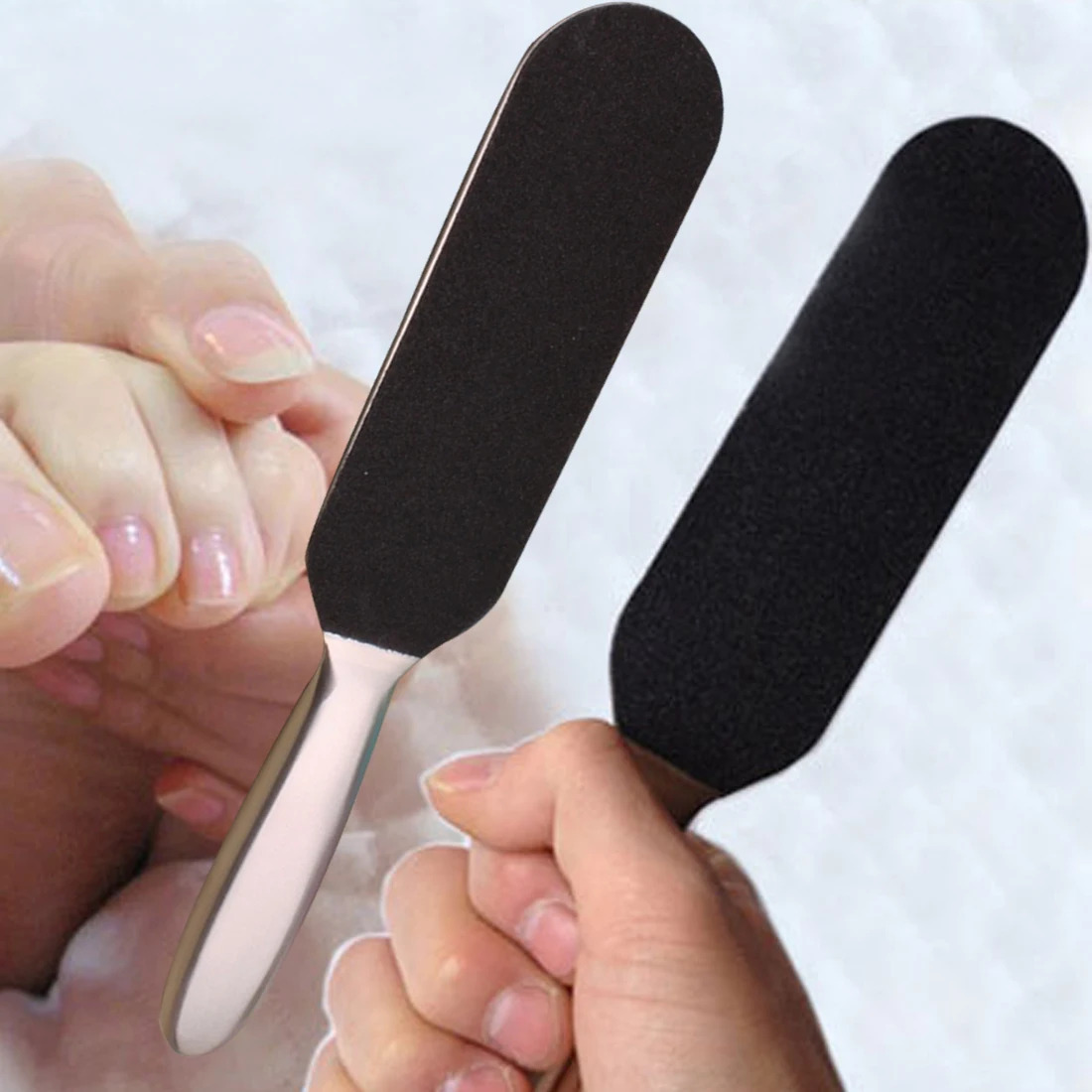 

High Quality Stainless Steel Wipe Dead Skin Double-sided Feet Care Pedicure Tools + 6pcs Dry Sanding Paper
