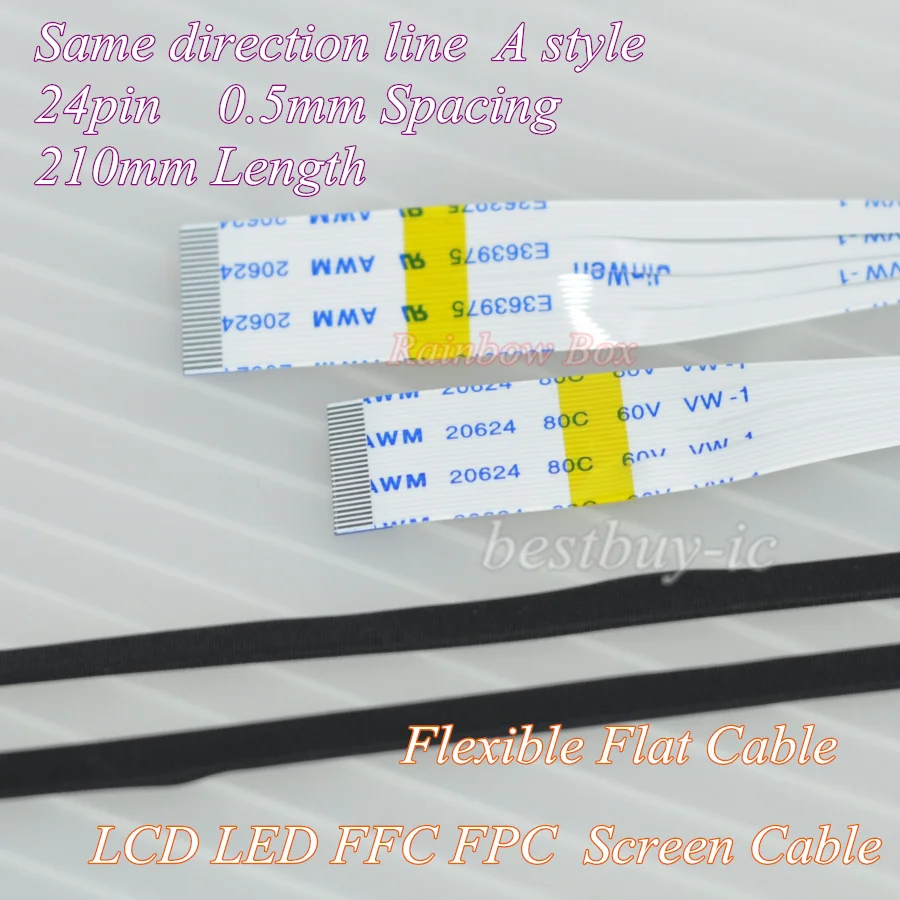 Display cable 0.5mm Spacing +210mm Length +24Pin A /same direction line Soft wire FFC Flexible Flat Cable. 24P*0.5A*210MM | Электроника