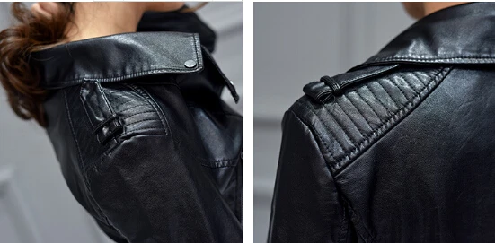 incredible Brand Motorcycle PU Leather Jacket Women Winter And Autumn New Fashion Coat 2 Color Zipper Outerwea