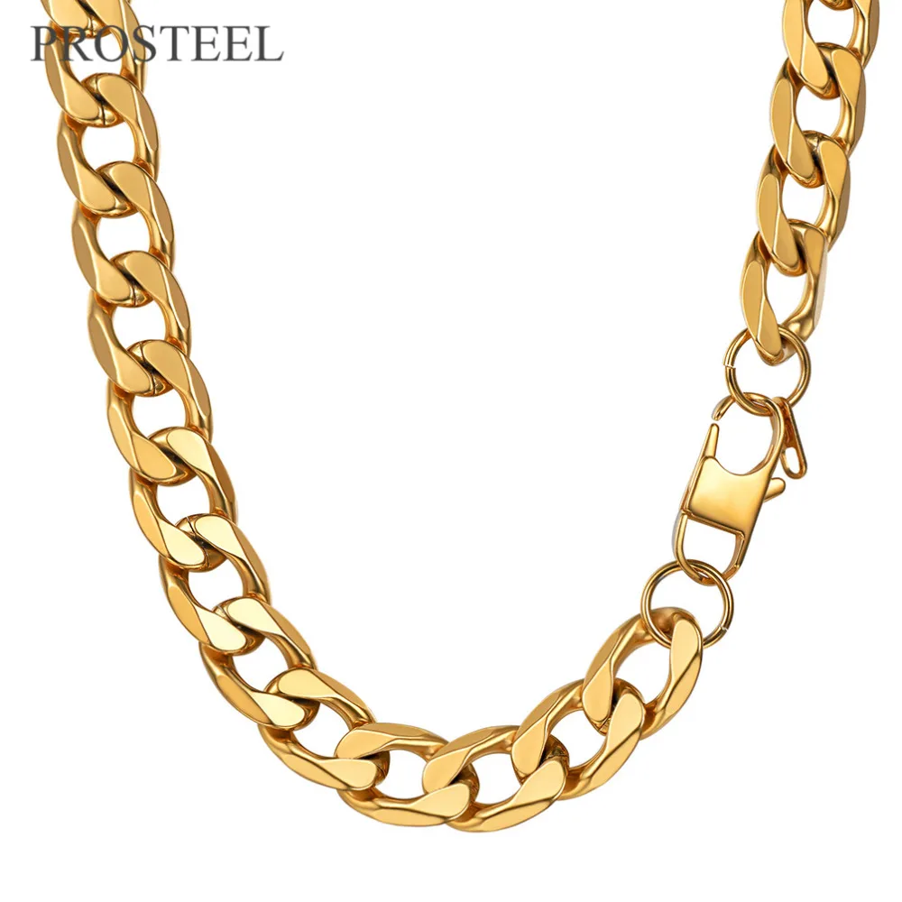 Prosteel ожерелье хип хоп мужские золотые/сталь/черный цвет нержавеющей стали звена