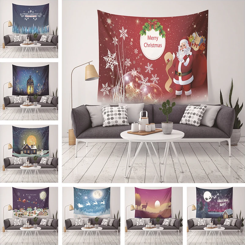 

Christmas Tapestry Wall Haning Beach Cover Up Tunic Bed Cover Table Cloth Home Decor Blanket Beach Towel Yoga Mat 150X130cm