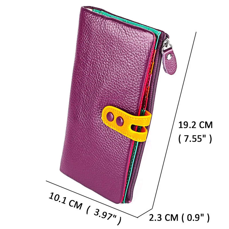 Women Wallet Genuine Leather Female Purse Leather Long Zipper Coin Purse Card Holder Money Clutch Hand Wallets 5
