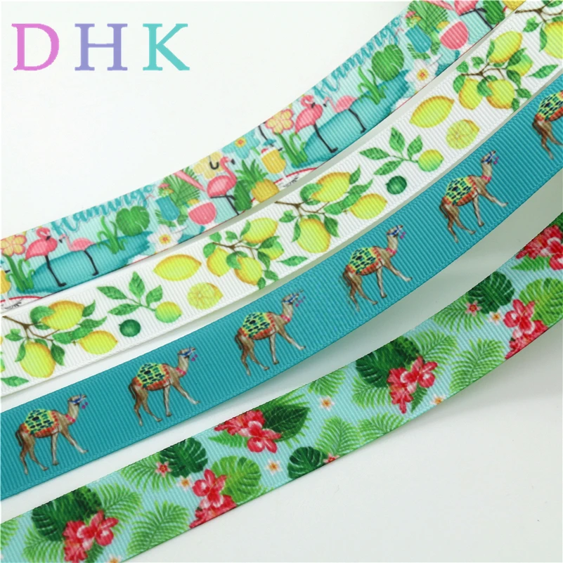 

DHK 7/8''10yards flowers tree fruit Printed Grosgrain Ribbon Accessory hairbow headwear decoration Wholesale DIY OEM 22mm B1813