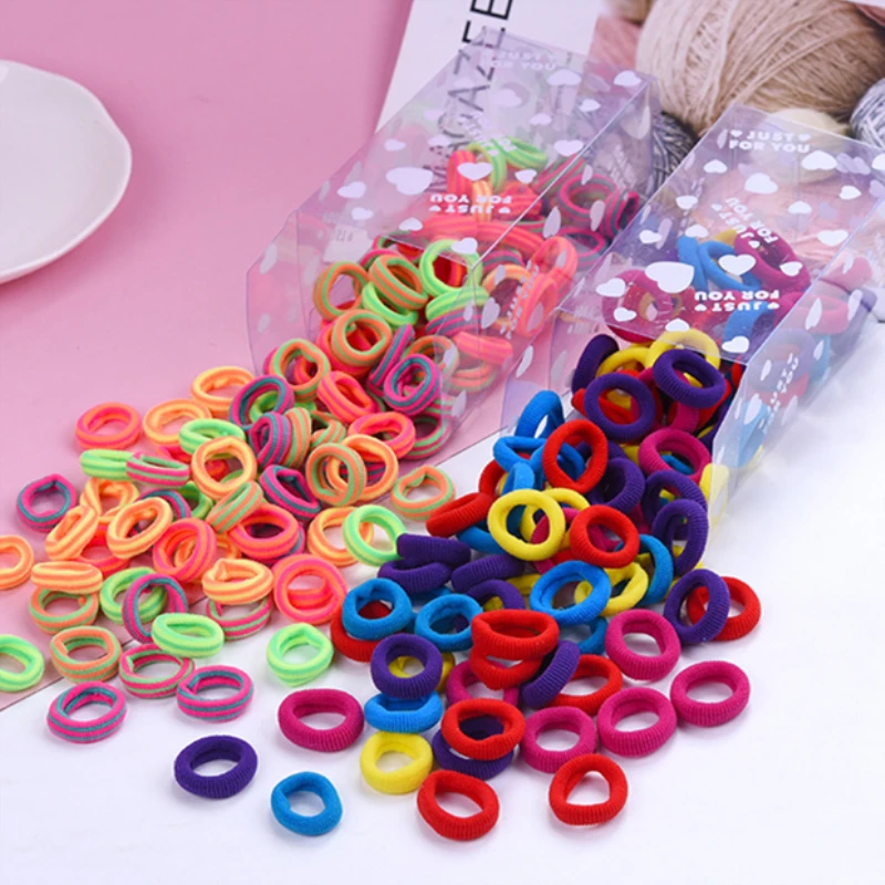 

100PCS/Lot Children Cute Small Hair Ring Rubber Bands Tie Gum Ponytail Holder For Girls Kid Hair Braider Hair Styling Tools