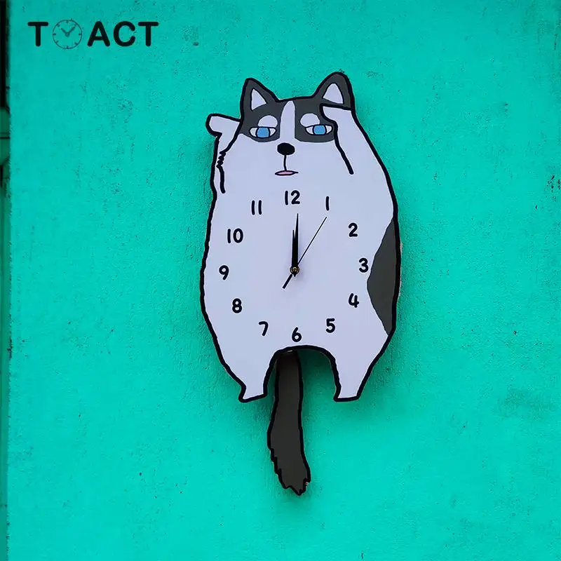 

Cartoon Dog Wall Clock Bedroom Living Room Decoration Children's Watches Accessories Swing Wall Clocks For Kid's Gift