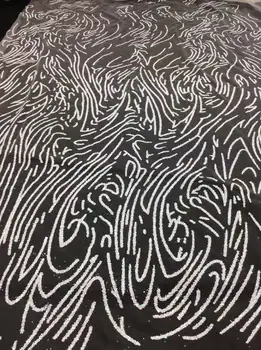 

2017 high quality glued glitter powder shining lace fabric 150cm width for sawing/ dress/party dress