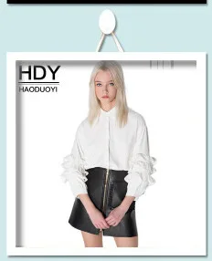 HDY Haoduoyi Women White Shirts Batwing Sleeve Button Down Shirt Ladies Blouse Casual Work Wear Fashion Blouses Female Tops