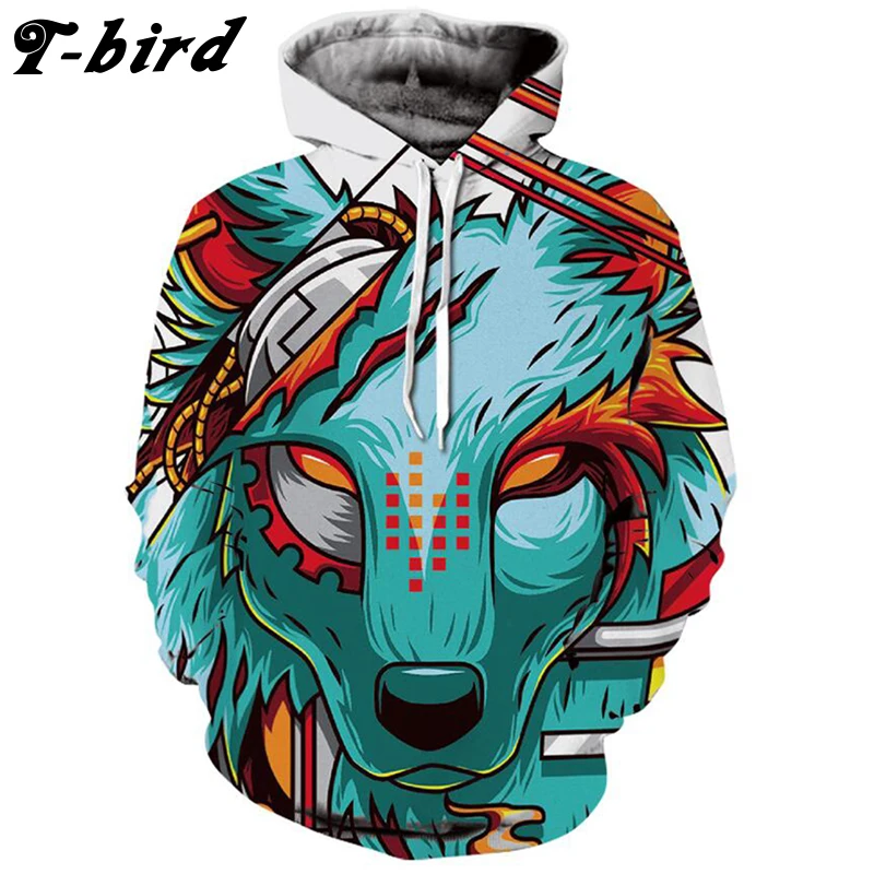 T Bird 2017 брендовая мужская толстовка с капюшоном 3D принтом в виде животных Мужская