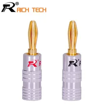 2pcs 1pair Copper BANANA PLUG Gold plated Banana Connector with Screw Locks For Audio Jack Speaker