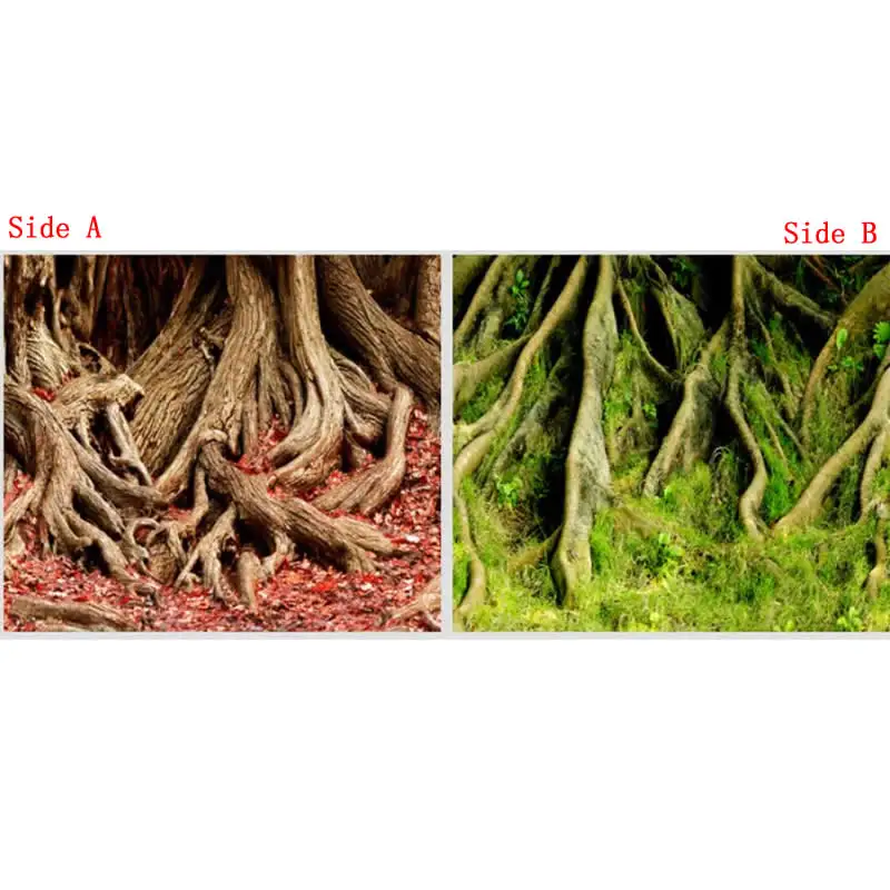 

8009 23.3" x 60" Double Sided Fish Tank Background Yellow Tree Root / Green Root Aquarium 59cm Wide Decoration Picture Poster