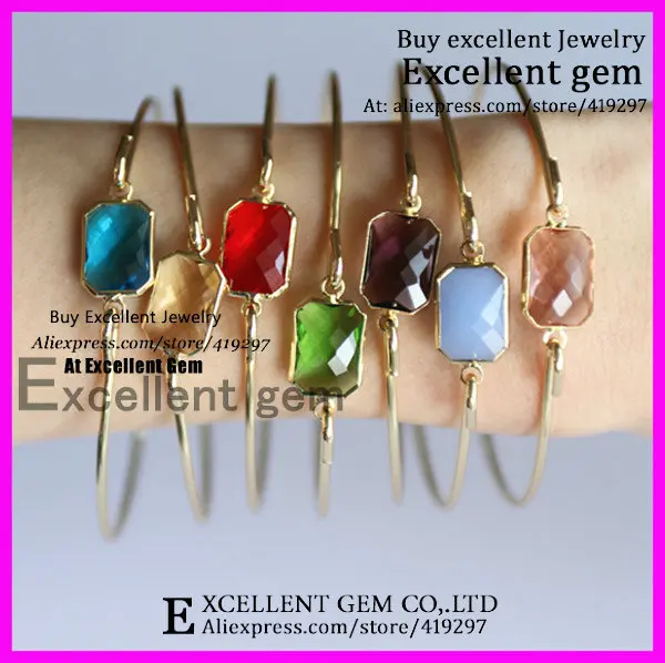 wholesale 10piece Newest Multi Gem stone Bracelet Set Quartz Square