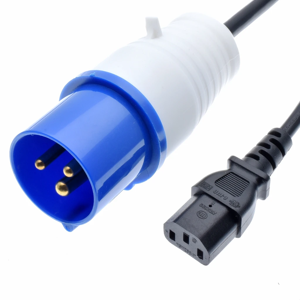 

IEC320 C13 female to 16A IEC309 332P6 male IP44 Industrial Extension distribution power cord,332C6 to C13 adapter cord.