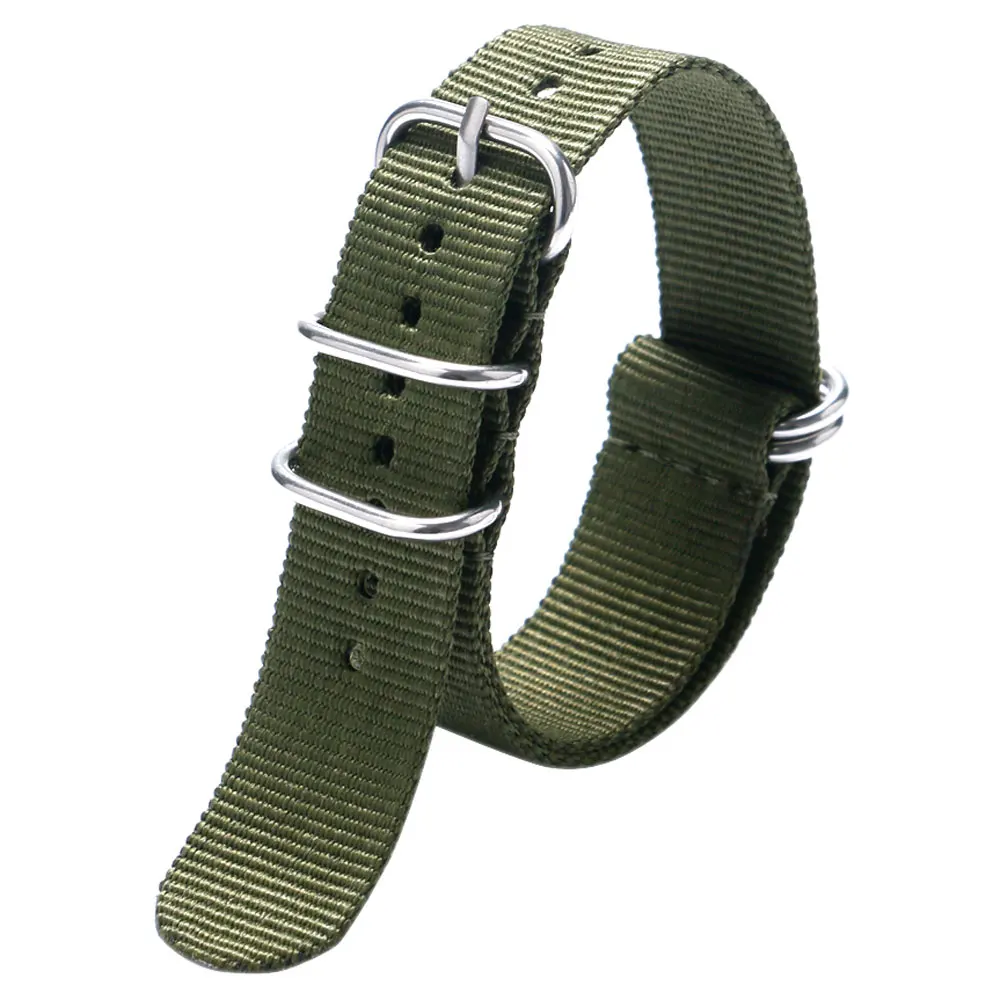 Fashion Cool Army Green 20/22mm Fabric Nylon Canvas Watch Strap Band