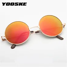 YOOSKE, круглые солнцезащитные очки, для женщин и мужчин, Ретро стиль, металлическая оправа, солнцезащитные очки, женские, мужские, Ретро стиль, зеркальные очки