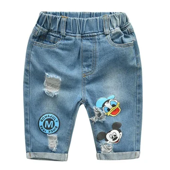 Children Clothing Boys Summer Cartoon Mickey Shorts Denim Pants Sport Suit Baby Kids Short Sleeve T Shirt Jeans Clothes Sets 4