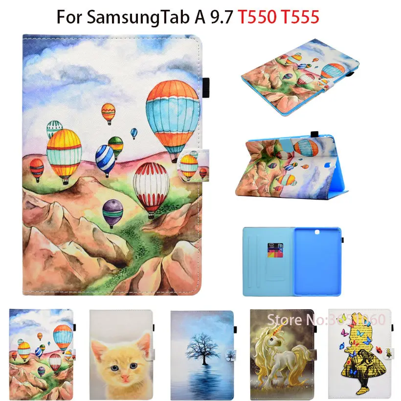 Чехол для Samsung Galaxy Tab A 9 7 умный чехол подставка из искусственной кожи с рисунком
