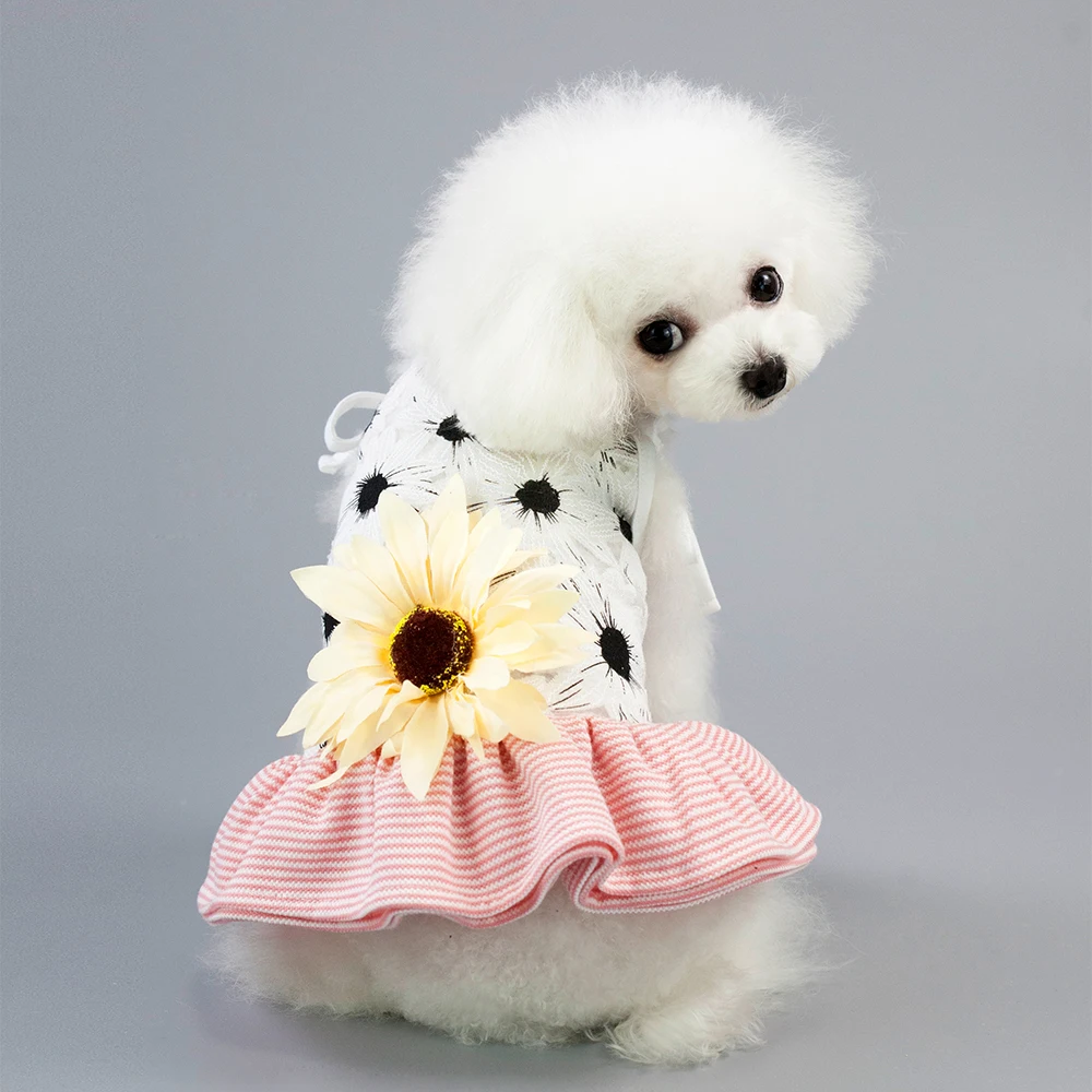 Солнце цветок собака платье пачка юбка Собака, домашняя кошка Роскошная принцесса свадебное платье Лето для собаки чихуахуа Pet Одежда Прямая поставка