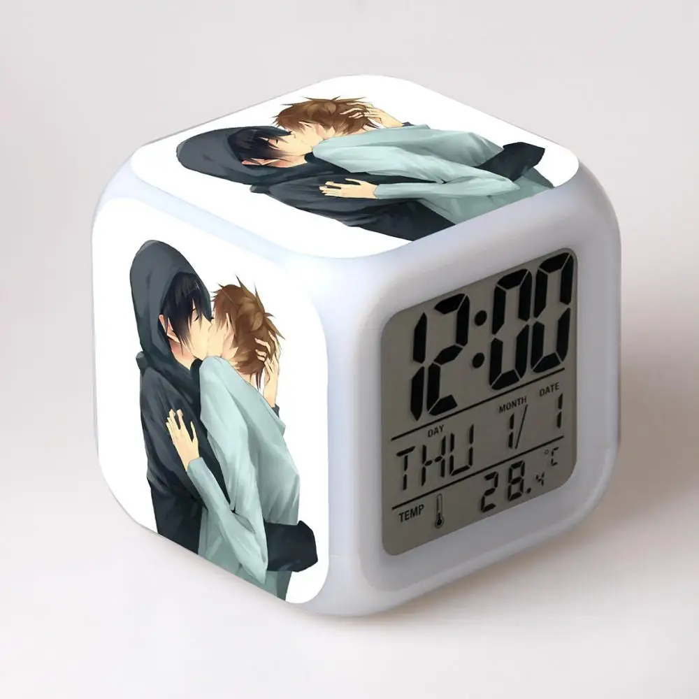 [Wanpy Family] Tomb notes Digital Alarm Clock For Children's room Desktop Multifunction Color Changing Alarm Clock - Color: Sky blue