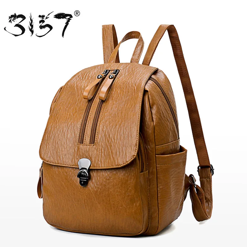 

3157 High Capacity PU Women Backpacks Synthetic Leather School Bags for Teenager Girls Travel Daypacks Vintage Female Backpacks
