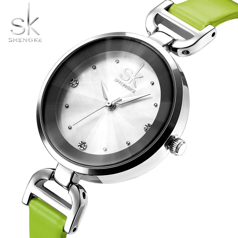 

Shengke New Fashion Brand Leather Strap Diamond Quartz Women Watches Ladies Dress Wristatches Female Casual Girl Watches 2018