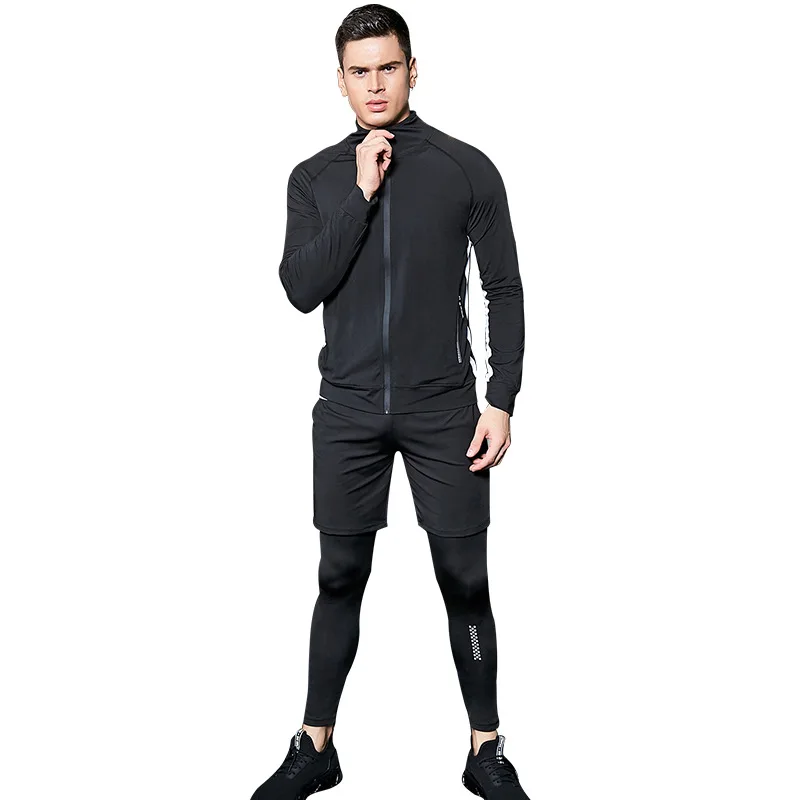 

Adult Mens Training Clothes Zipper Coat Boys Long Sleeve Running Football Training Suit Sports Set With Striped Pants 4Pcs suit