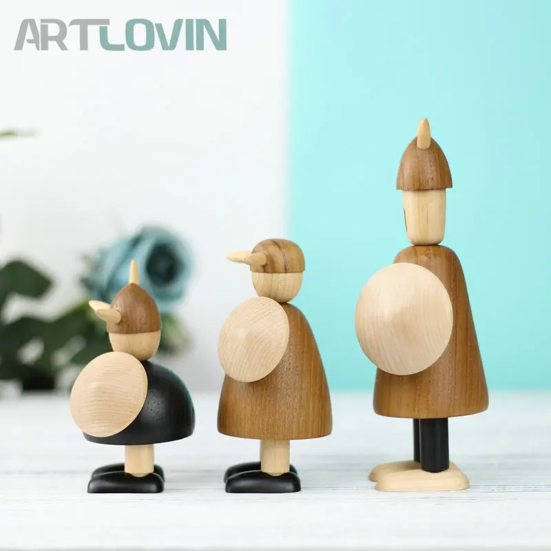 Новое поступление скандинавский Викинг миниатюрные деревянные кукольные креативные фигурки домашний Декор статуя бука деревянные украшения для детей подарки на год