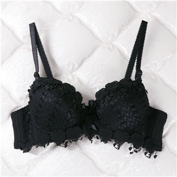 Bralette encaje, сексуальный бюстгальтер с мягкими чашечками, biustonosz, пуш-ап, brasieres para mujer, кружевной топ, женское нижнее белье, Прямая поставка - Цвет: Черный