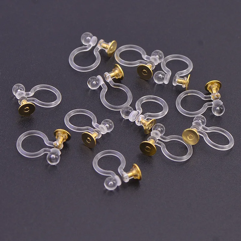 

100 PCS 3mm 4mm 5mm 6mm 8mm Metal Stainless Steel Transparent Ear Clip For Jewelry Making Ear Plug Resin Earrings Base Setting