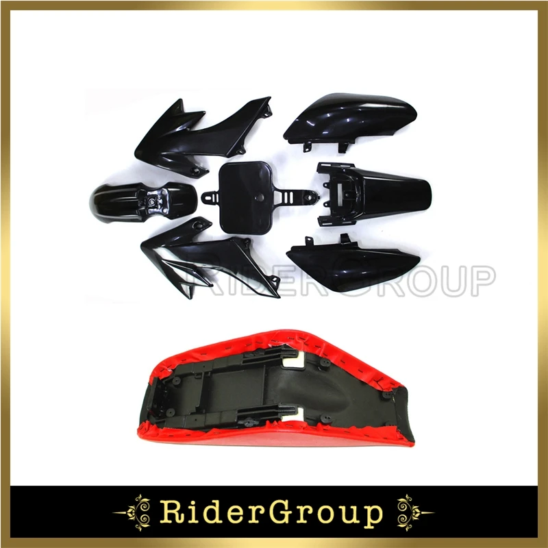 Black Plastic Fairing Body Kits + Tall Foam Seat For Honda CRF50 XR50 Pit Dirt Motor Trail Bike 50-160cc