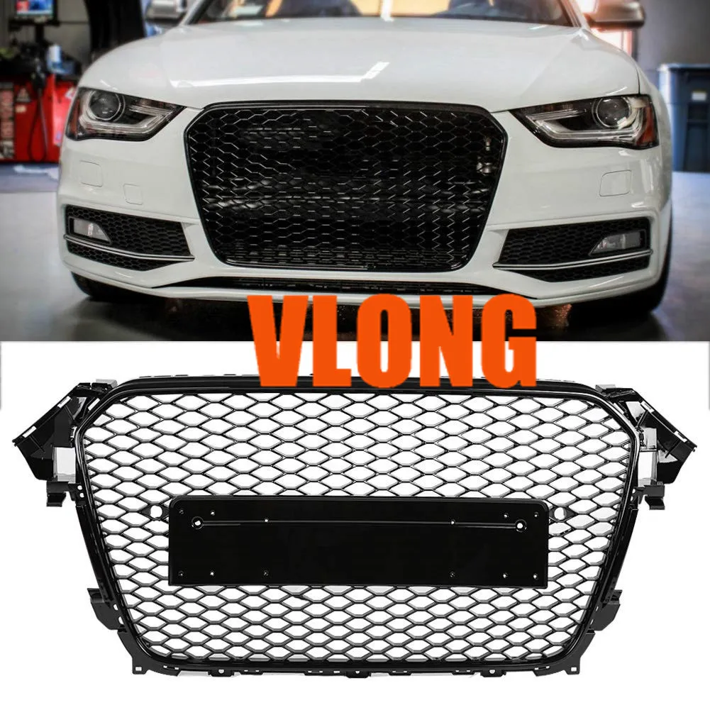 

Car Auto Front Sport Hex Mesh Honeycomb Hood Grill Gloss Black 2013 2014 2015 2016 RS4 Style for Audi A4/S4 B8.5
