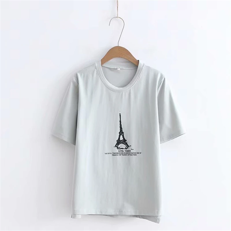 

Merry Pretty Women Cartoon Print Basic T Shirts 2019 Summer O-Neck Short Sleeve Cotton T Shirt For Femme 6 Color Casual Tops Tee