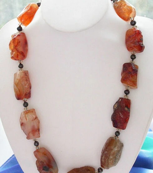 

N2919 Nature red massive agate black pearl necklace % Discount AAA