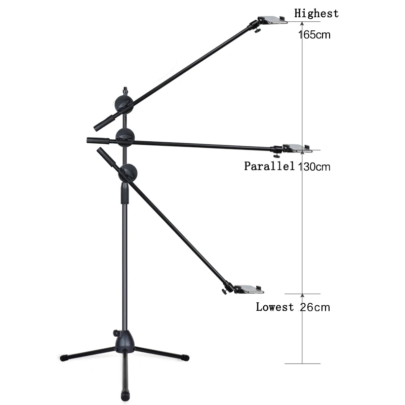 Высокое качество, регулируемый кронштейн для съемки телефона, светильник, подставка с стрелой+ шаровая Головка+ зажим для телефона, комплекты для фотостудии