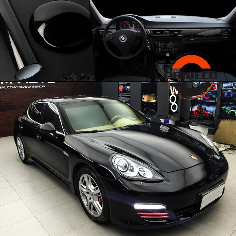 black highly glossy vinyl car wrapping 3